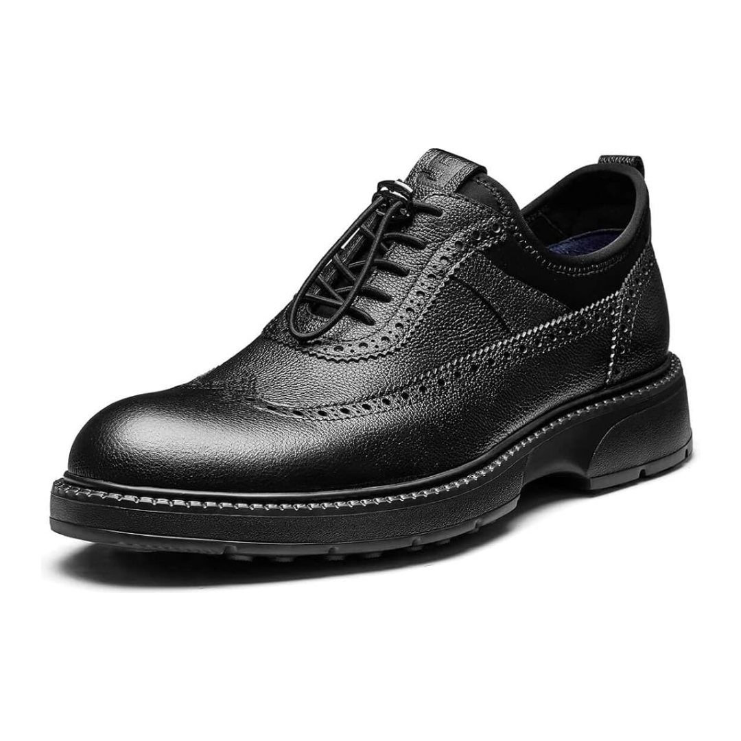 Sadoper Chaussures Formelles Homme Oxford Wingtip en Cuir Véritable | Noir