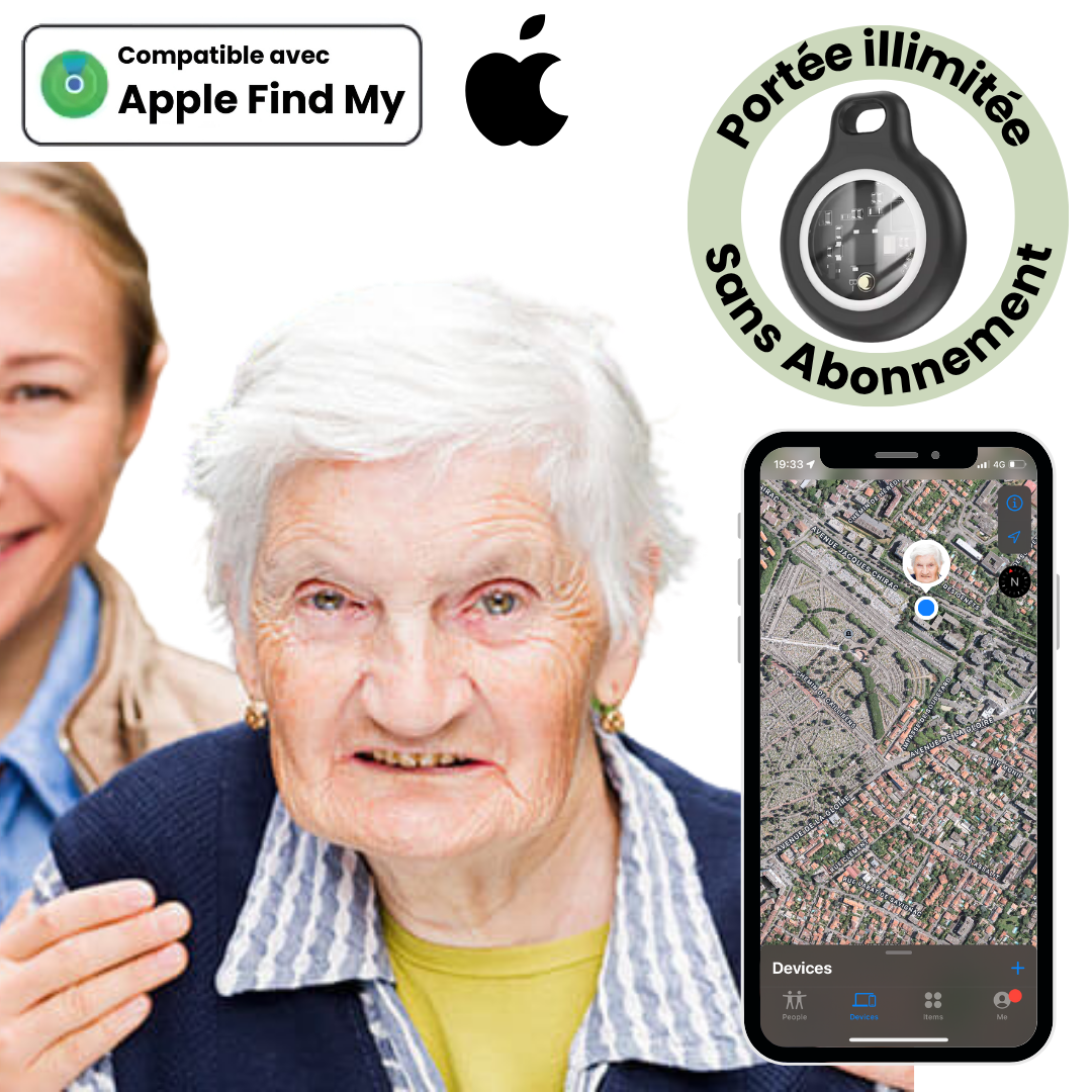 Traceur GPS Senior – Suivi en Temps Réel Sans Abonnement – Compatible uniquement iOS (iPhone, iPad, Mac)