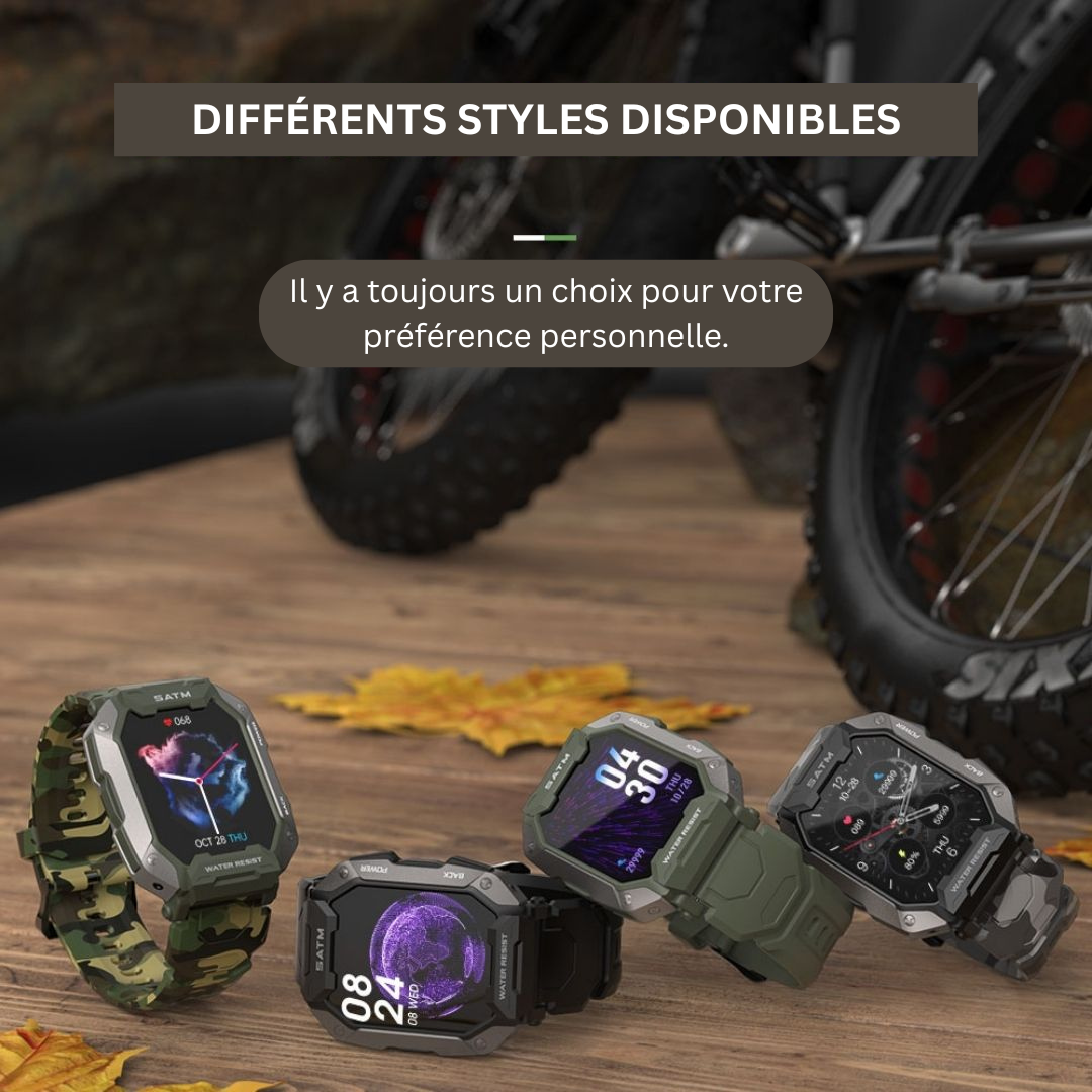 Montre Connectée Tactique Militaire – Ultra Résistante & Autonomie Longue Durée