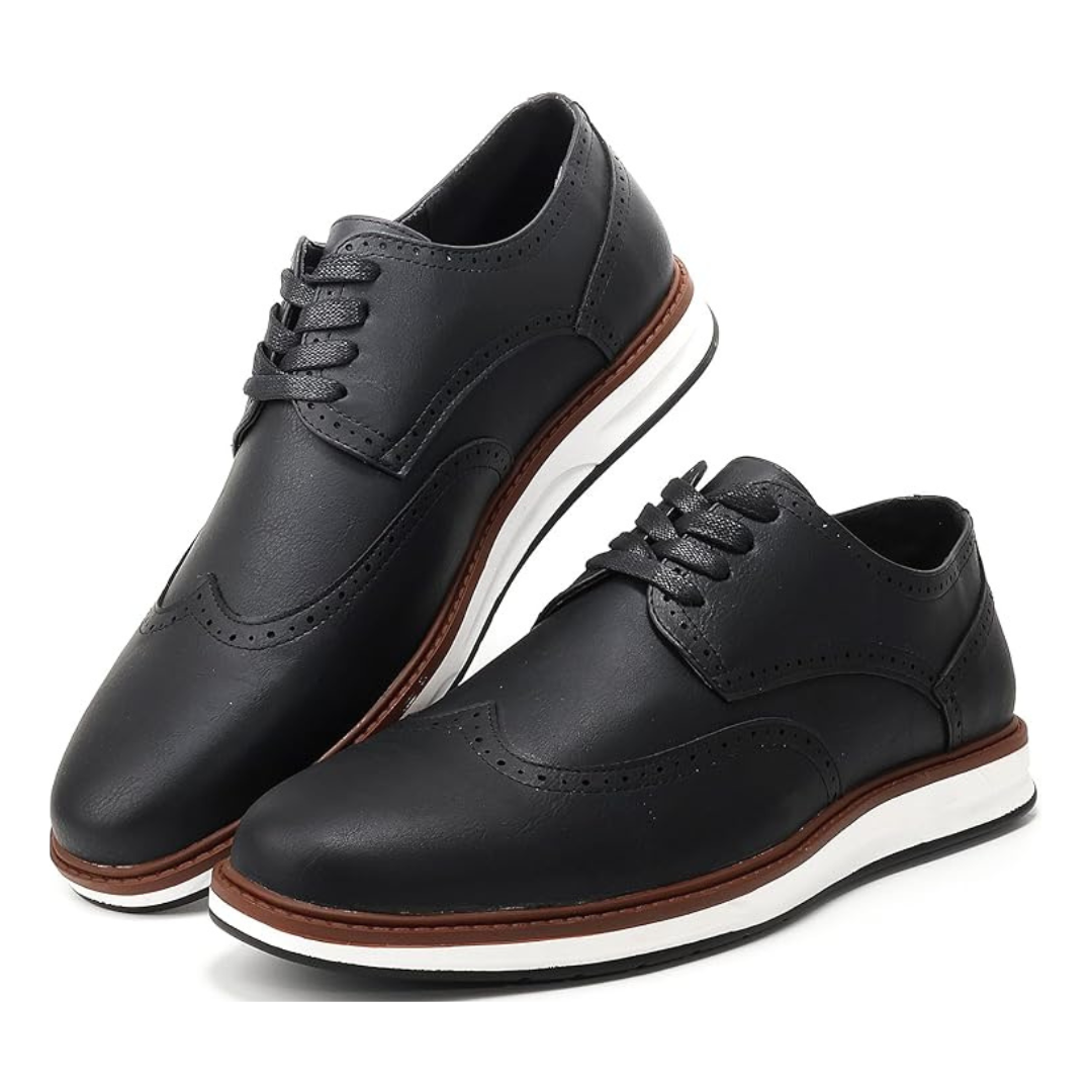 Sadoper Chaussures Brogues Homme à Bout Rond Classiques et Élégantes | Motif Noir