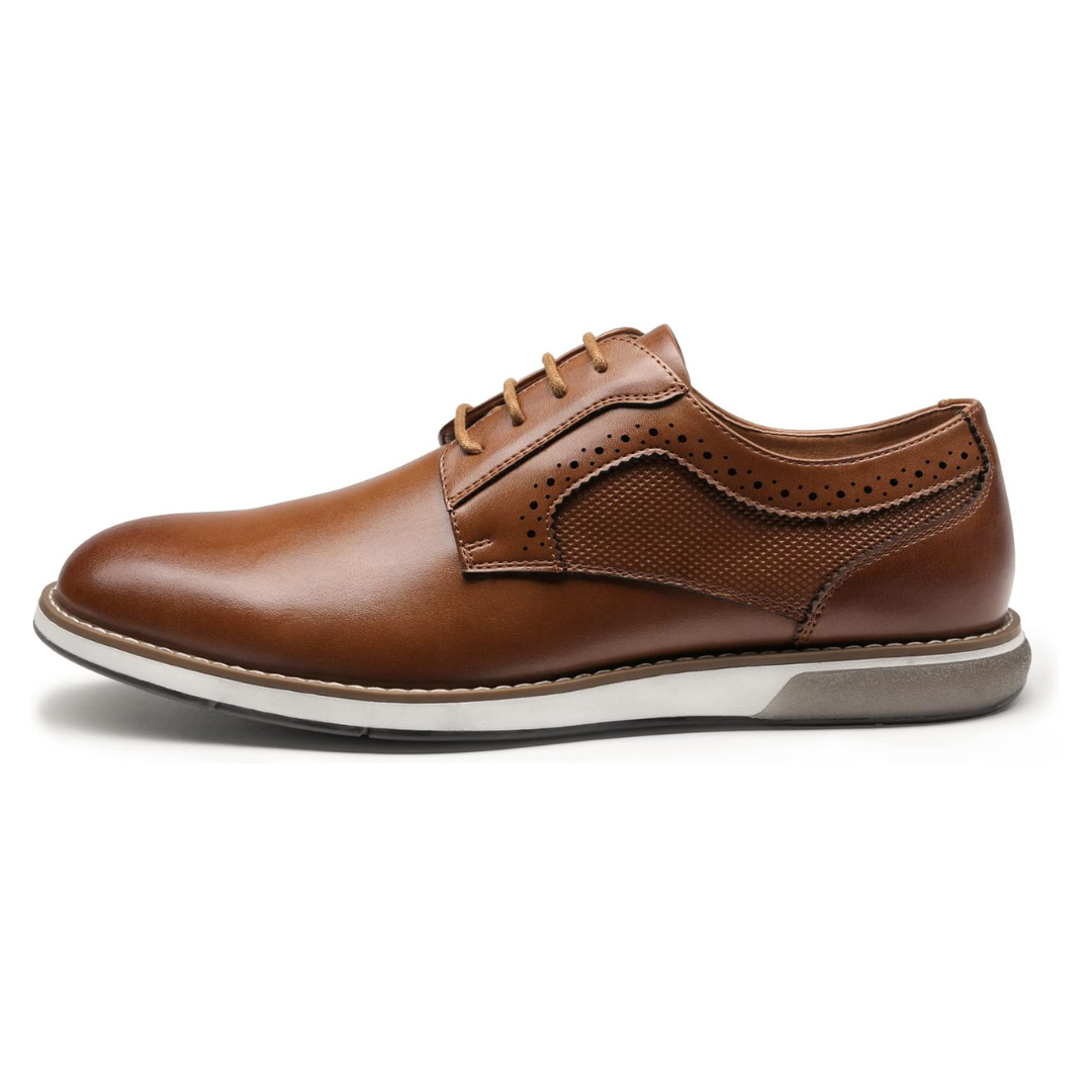 Sadoper Chaussures Oxford Homme à Bout Lisse Business et Formelles | Brown