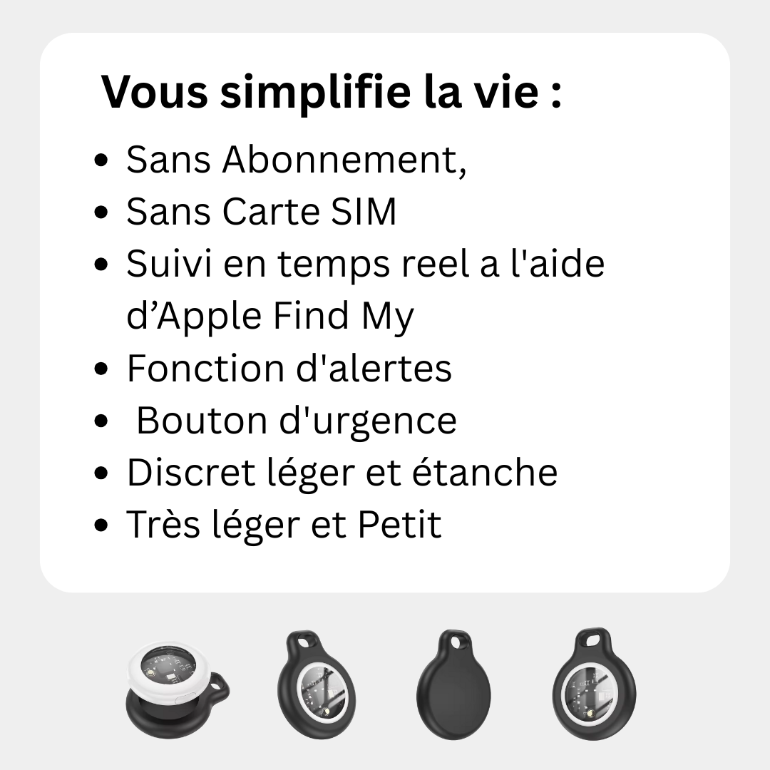 Traceur GPS Senior – Suivi en Temps Réel Sans Abonnement – Compatible uniquement iOS (iPhone, iPad, Mac)