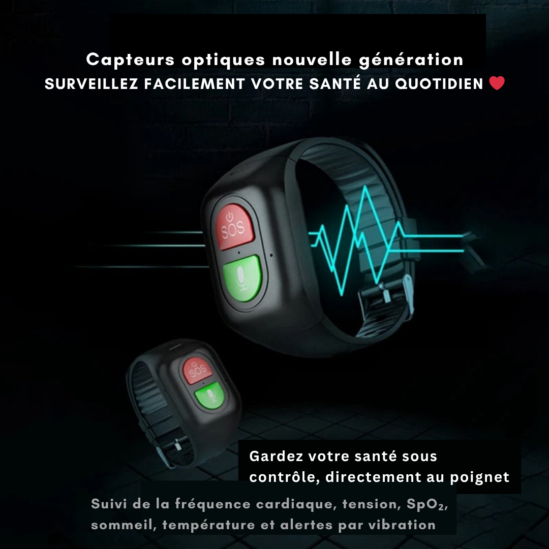 Montre GPS Intelligente pour Seniors – Traceur SOS 4G, Suivi Santé & Alertes d’Urgence