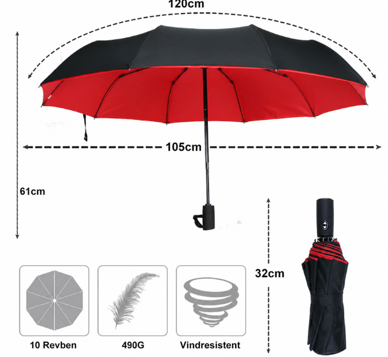 AeroShield paraply med ergonomisk design och hållbara material