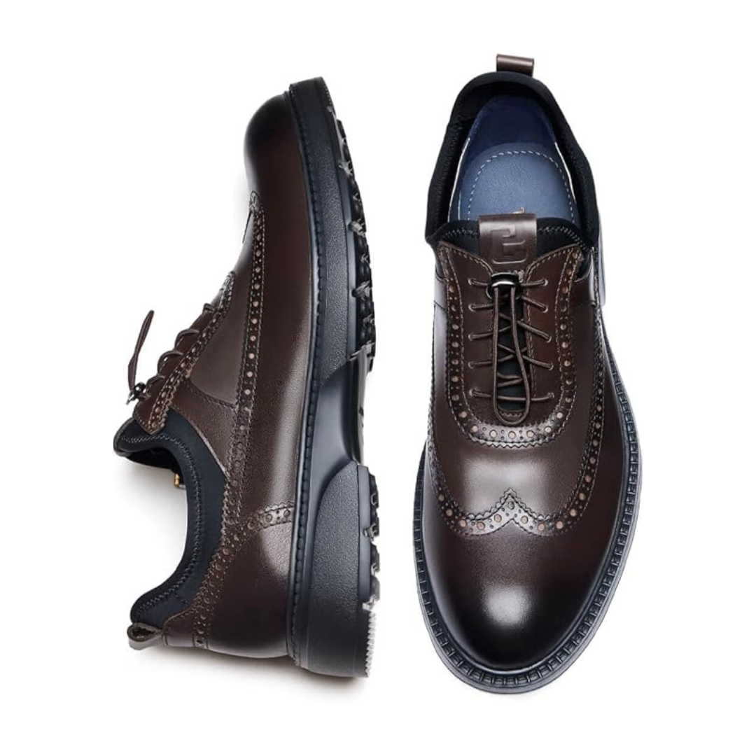 Sadoper Chaussures Formelles Homme Oxford Wingtip en Cuir Véritable | Marron Foncé