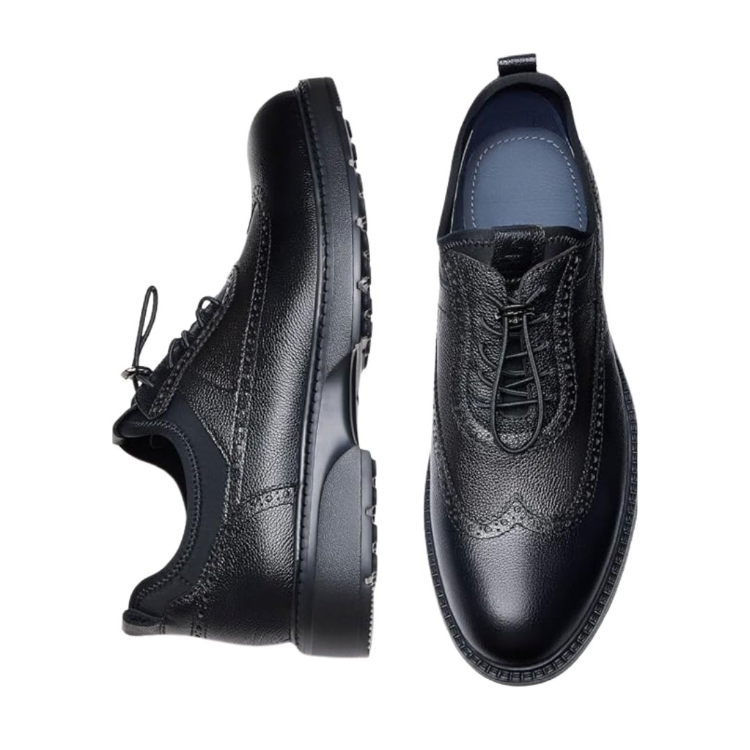 Sadoper Chaussures Formelles Homme Oxford Wingtip en Cuir Véritable | Noir