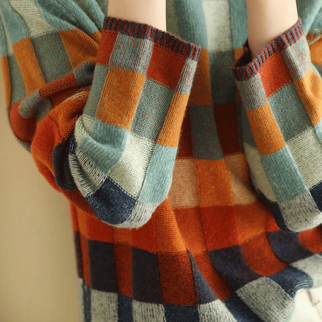 Pull à Col Roulé en Cachemire Doux | Design Patchwork Élégant