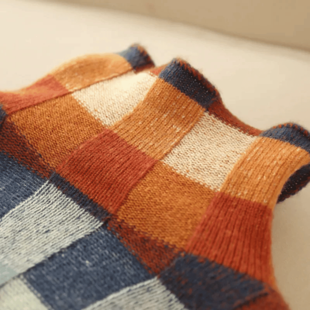 Pull à Col Roulé en Cachemire Doux | Design Patchwork Élégant