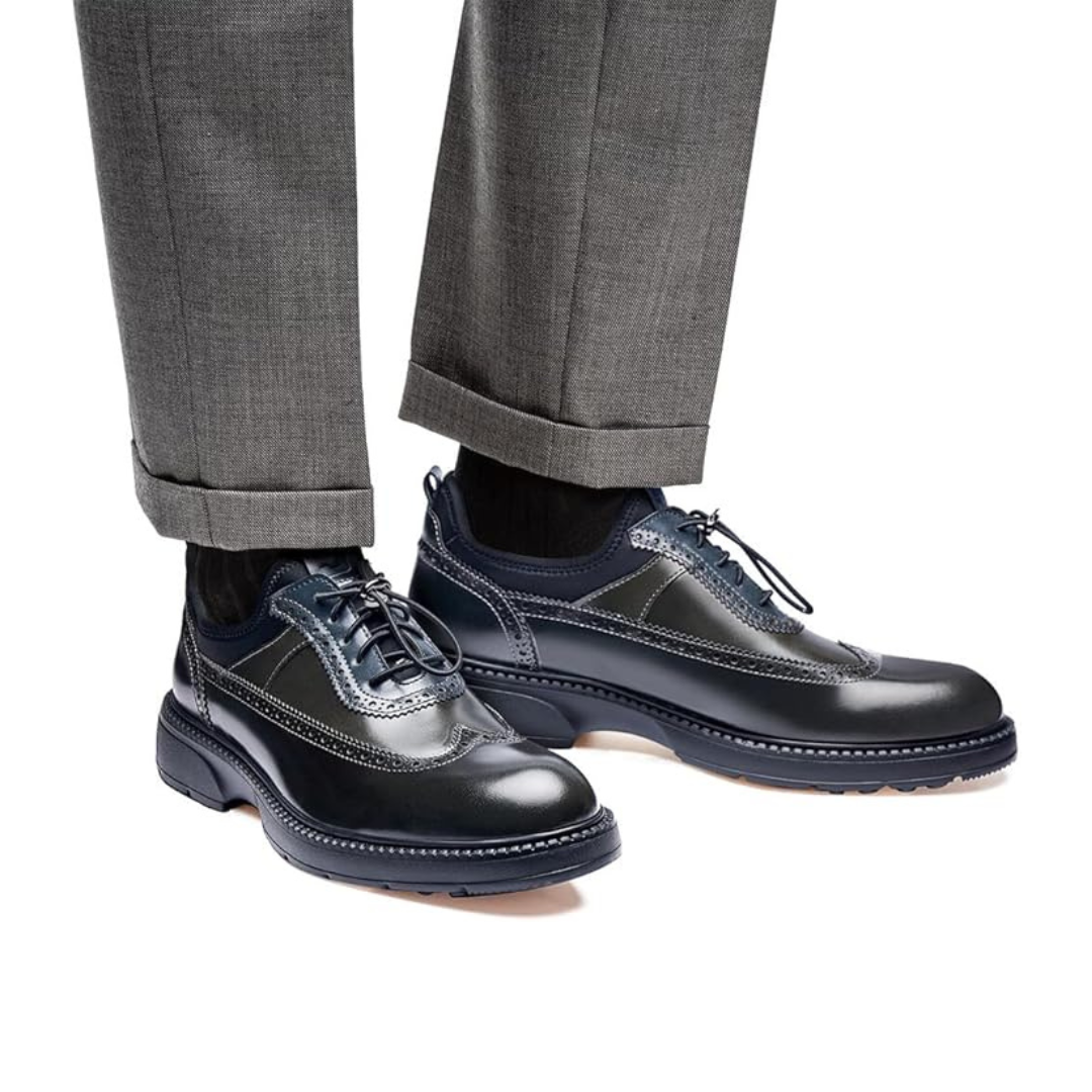 Sadoper Chaussures Formelles Homme Oxford Wingtip en Cuir Véritable | Vert Olive