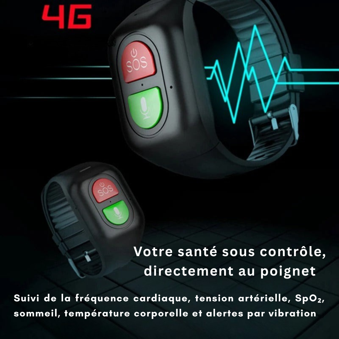 Montre GPS Intelligente pour Seniors – Traceur SOS 4G, Suivi Santé & Alertes d’Urgence