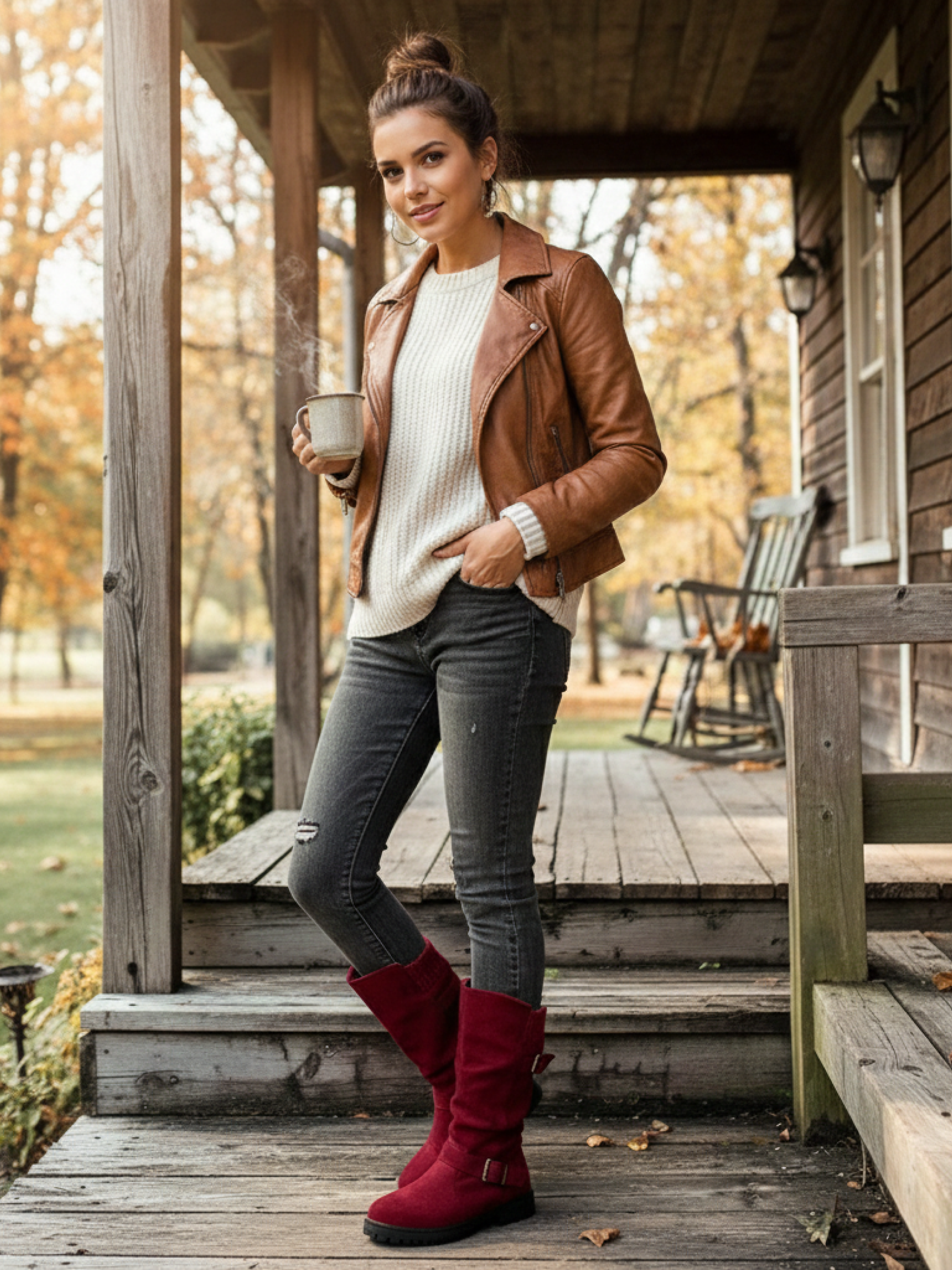 Bottes Mi-Mollet à Revers Tricoté et Boucles – Confort & Style pour l’Hiver