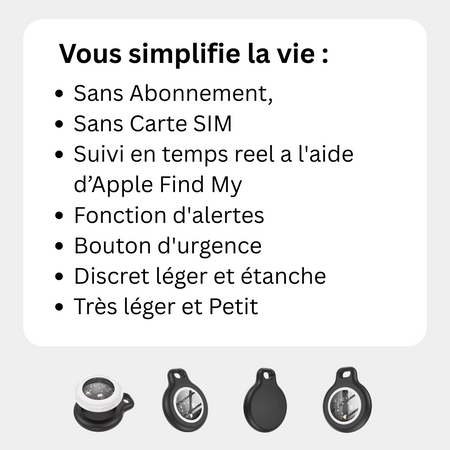 Traceur GPS Pour Chat Suivi en Temps Réel Sans Abonnement – Compatible uniquement iOS (iPhone, iPad, Mac)