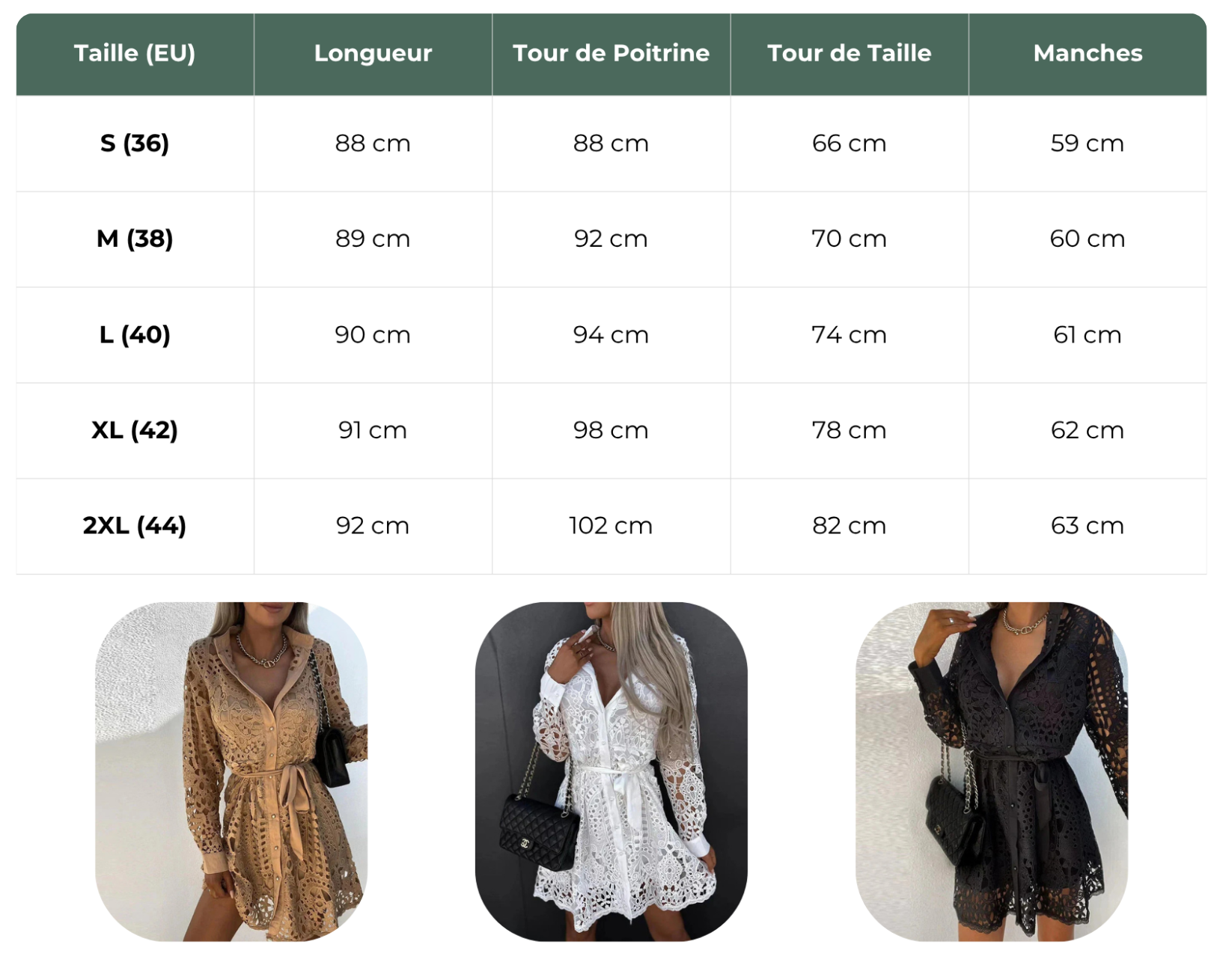 Elvira – Robe en dentelle élégante et confortable pour femme