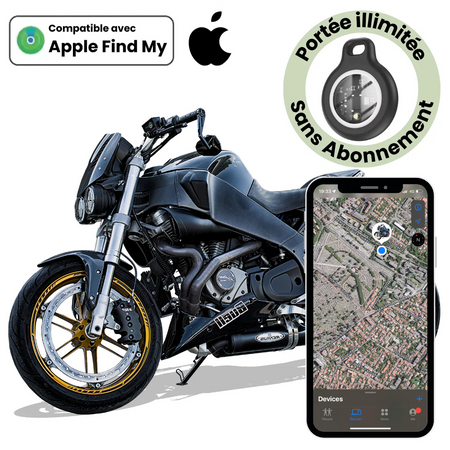 Traceur GPS Moto Suivi en Temps Réel Sans Abonnement – Compatible uniquement iOS (iPhone, iPad, Mac)