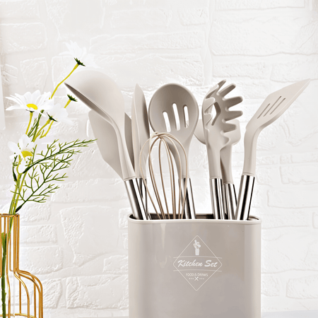 ENSEMBLE MEALMAKER – Collection de 12 ustensiles de cuisine en silicone pour cuisson antiadhésive