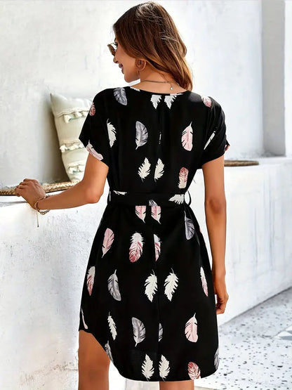 Sheryl – Robe femme élégante à col rond et coupe évasée (A-line)