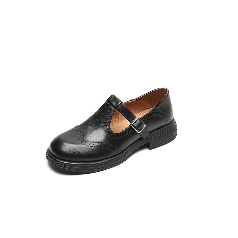 Chaussures T-Bar pour Femme – Style texturé avec détails perforés