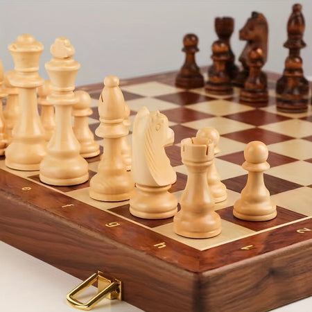 Set d’Échecs en Bois Massif Premium – Échiquier Pliable