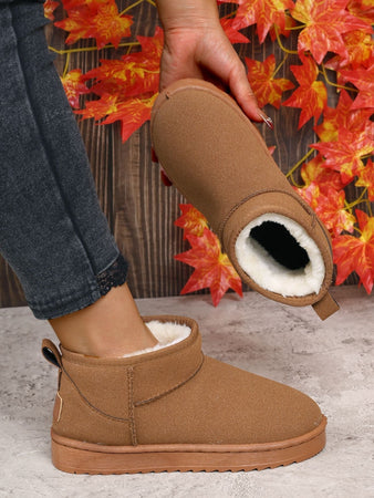 Bottines Femme Ultra Mini à Semelle Compensée avec Doublure en Fourrure – Bottines Noires Cheville pour un Confort Hivernal