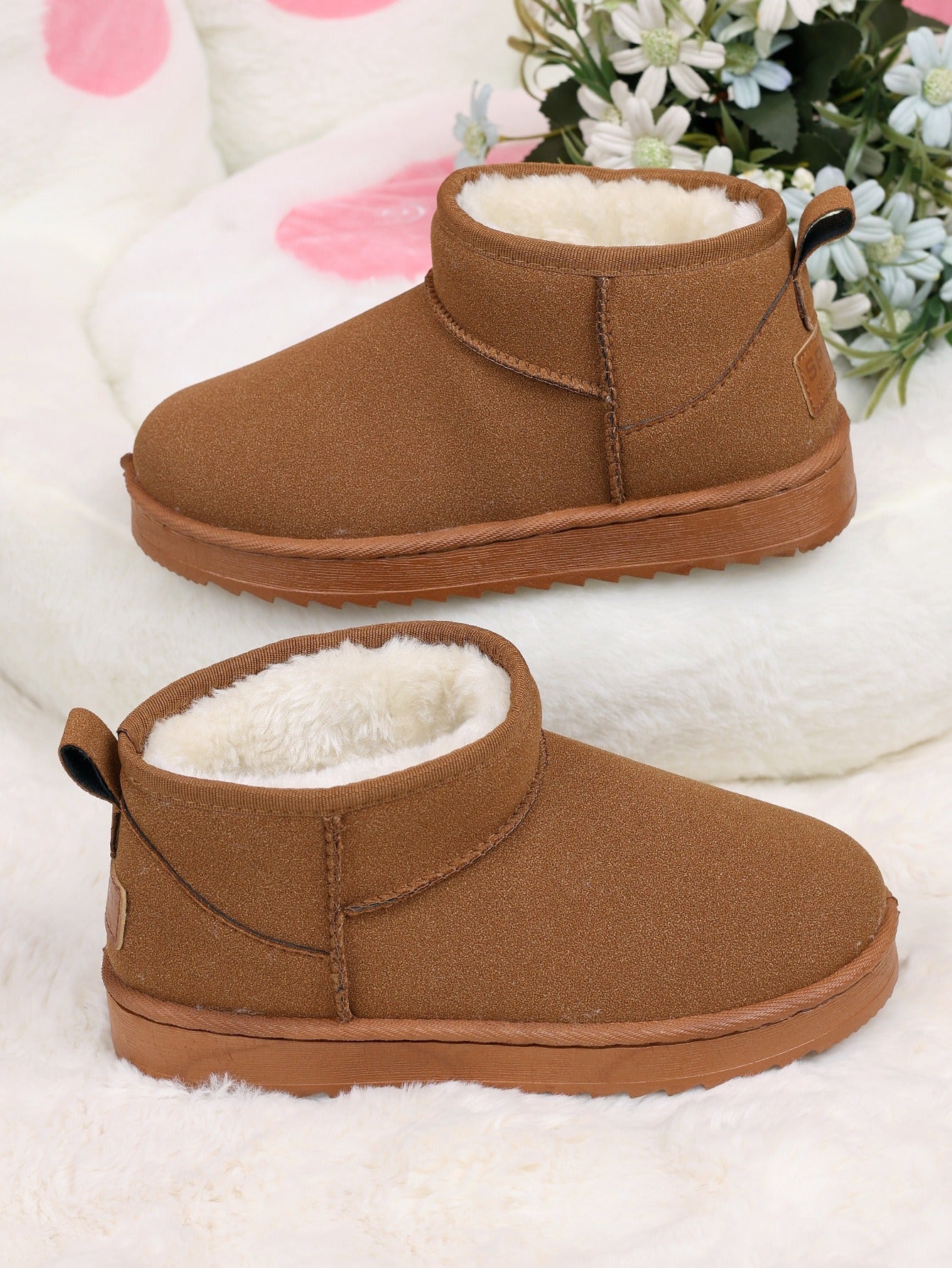 Bottines Femme Ultra Mini à Semelle Compensée avec Doublure en Fourrure – Bottines Noires Cheville pour un Confort Hivernal