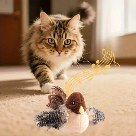 Jouet Chat Interactif Plume Enchantée™ – Oiseau Sonore & Battements d’Ailes pour Stimuler l’Instinct Naturel