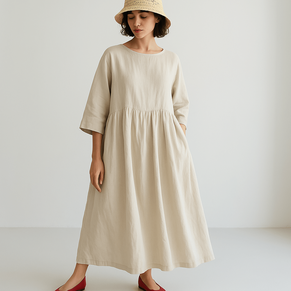Robe longue en lin | Élégance minimaliste | Légère & confortable