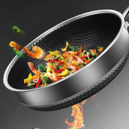 FERROFLAME – Poêle en acier inoxydable avec distribution de chaleur en nid d'abeille